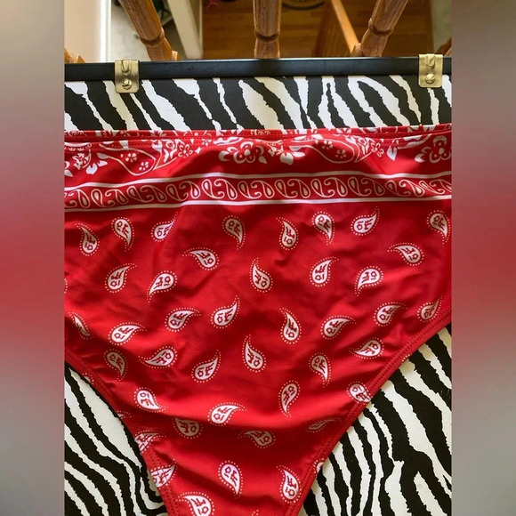 Red bandanna, paisley print bikini bottoms size lg - Picture 4 of 7